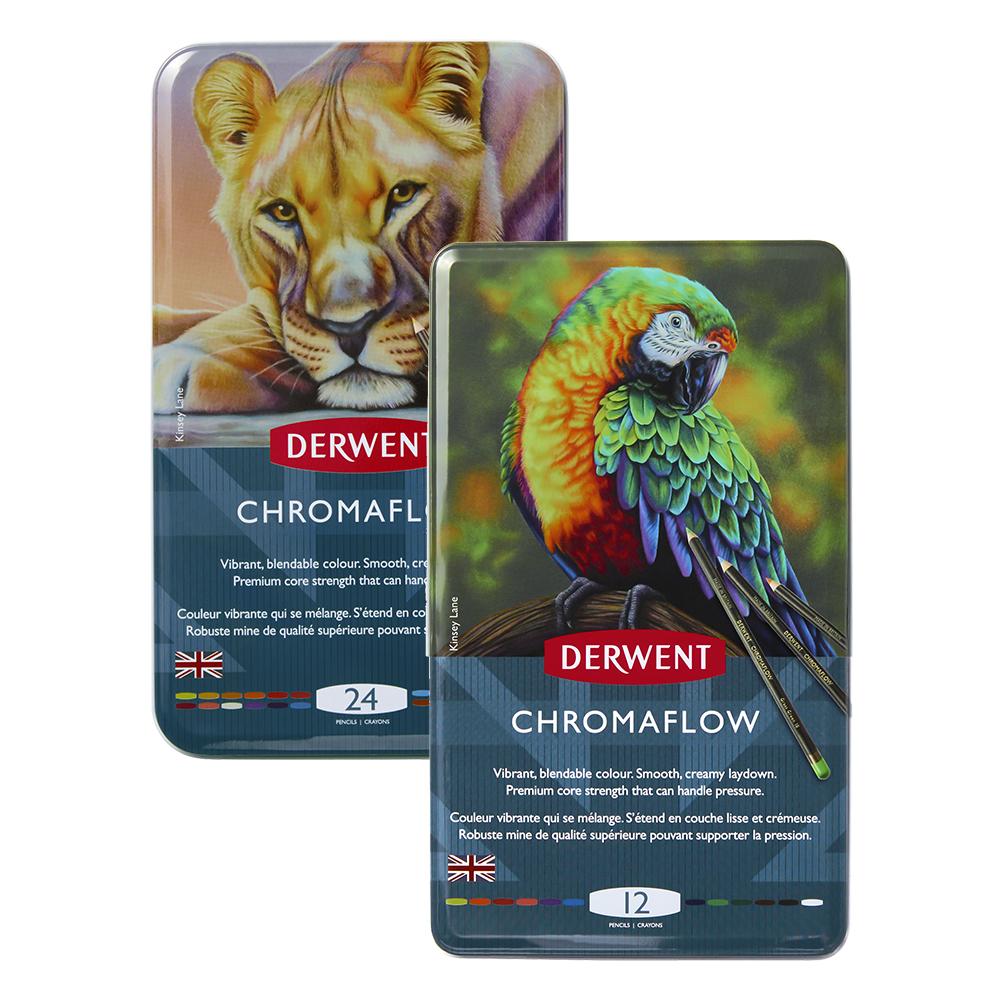 2305856 2305857 derwent chromaflow coloured pencils tins of 12 and 24 group