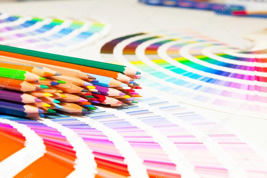 Depositphotos 64852411 stock photo colored pencils and color chart